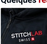 Broderie StitchLab Swiss sur textile noir